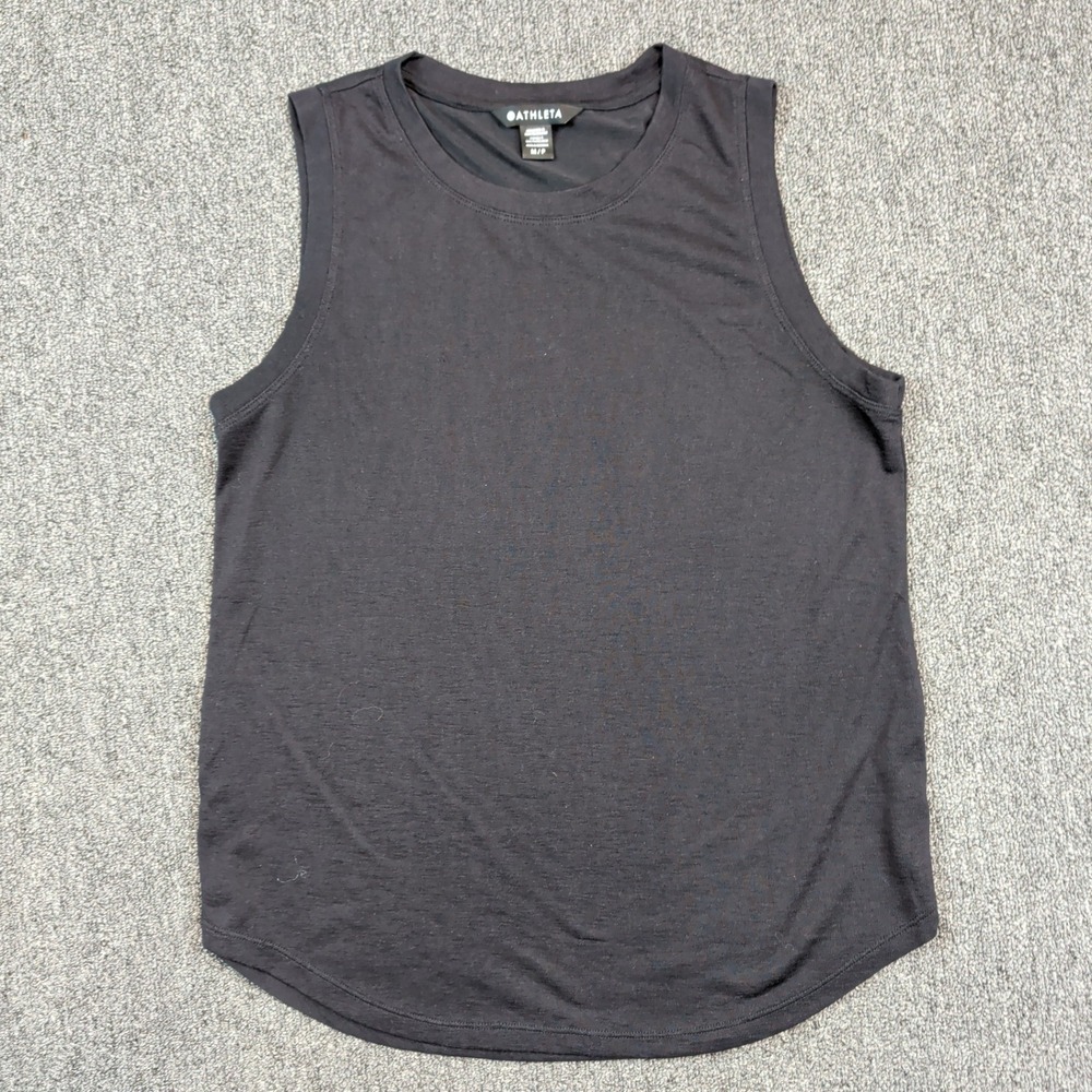 Athleta Modern Muscle Tank Top M/P Black Activewear Gym Athleisure Yoga Tee